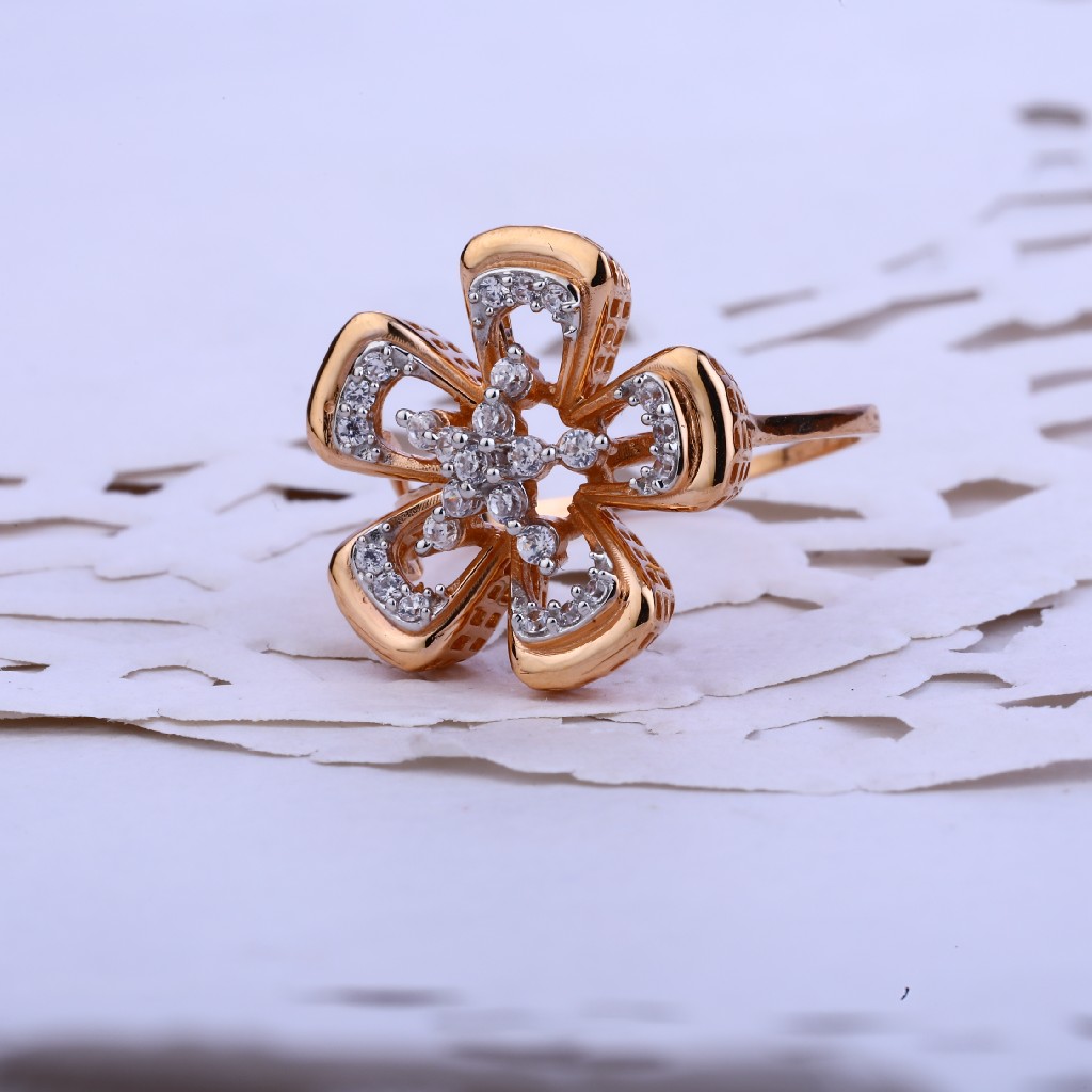 Ladies Rose Gold Flower Design Ring-RLR70