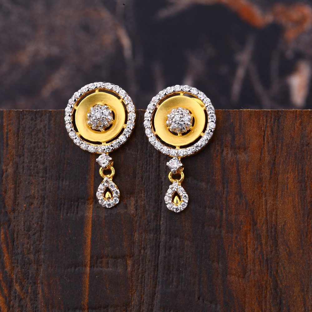 Ladies 916 Gold Round Fancy Earring -LFE253