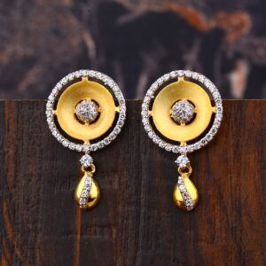 Ladies 22K Gold Fancy Round Earring -LFE249