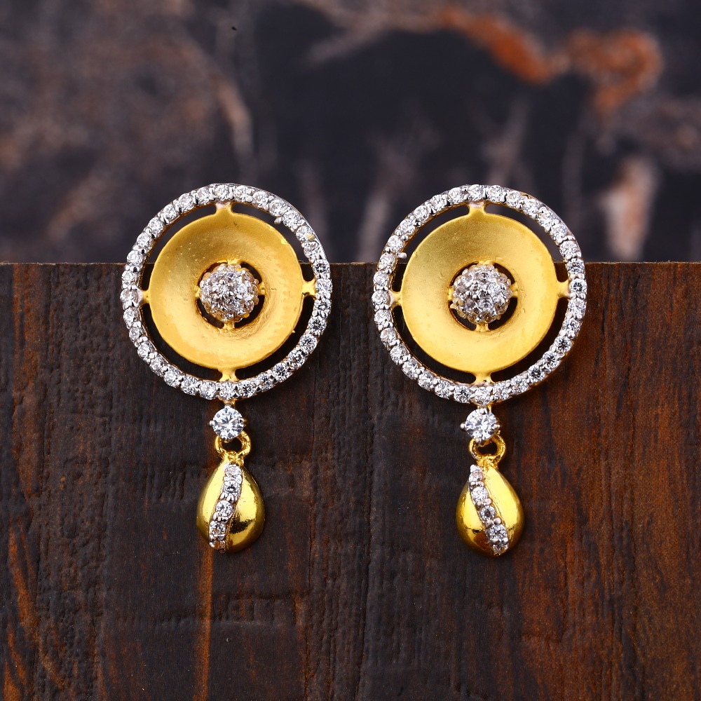 Ladies 22K Gold Fancy Round Earring -LFE249