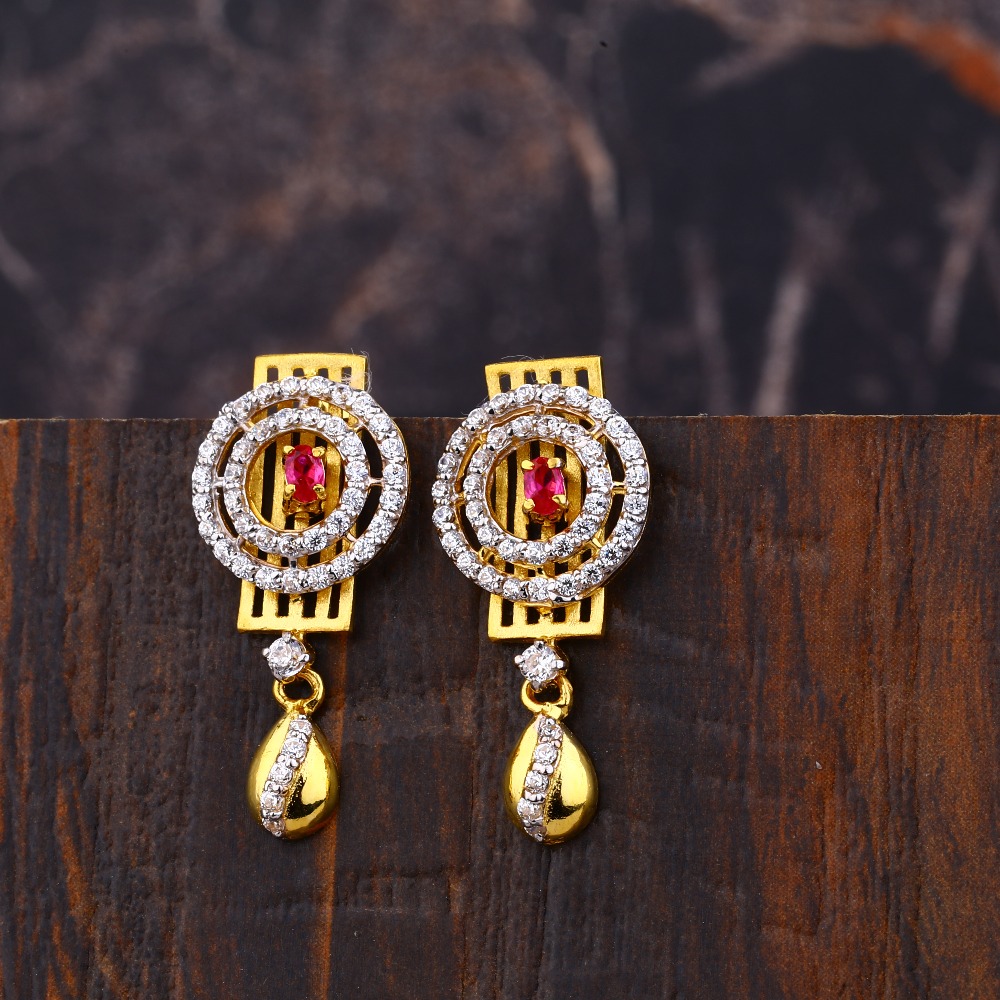Ladies 22K Gold Designer Earring -LFE236
