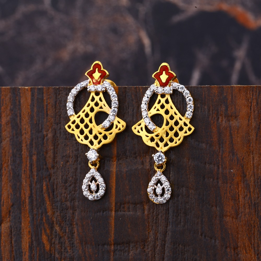 Ladies 22K Gold Designer Fancy Earring -LFE227