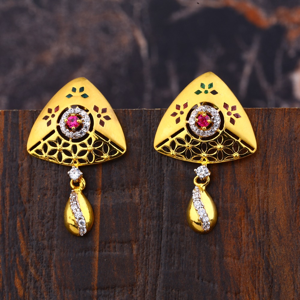 Ladies 22K Gold Designer Earring -LFE225