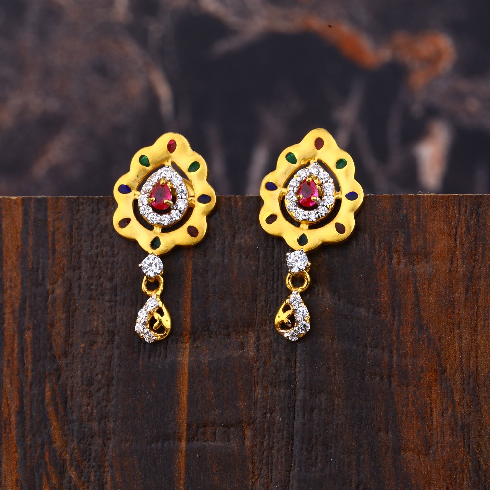 Ladies 22K Gold Earrings -LFE218