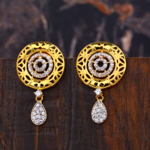 Ladies 22k Gold  Fancy Round Earrings -LFE217