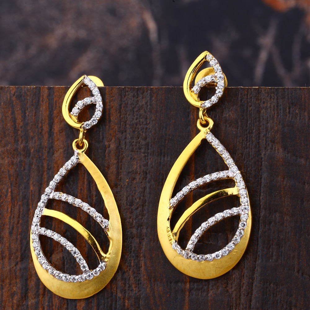 Ladies 916 Gold Fancy Earrings Diamond -LFE176