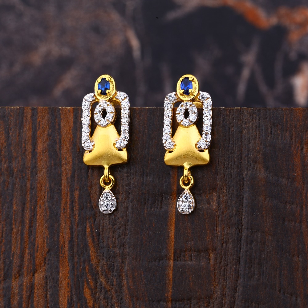 Ladies 22K Gold  Fancy Long Earrings -LFE188