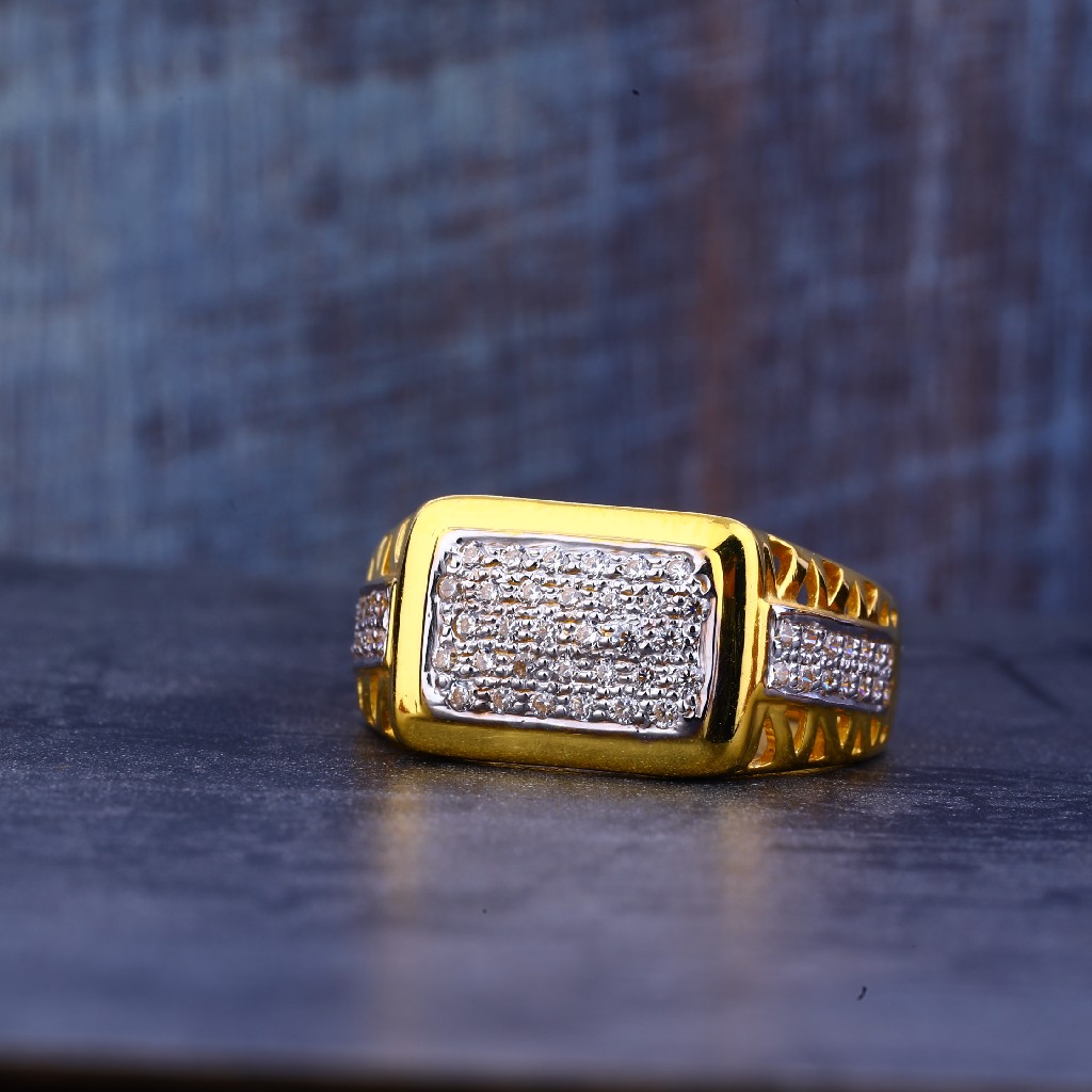 Mens 22K Gold Cz Ring-MR426