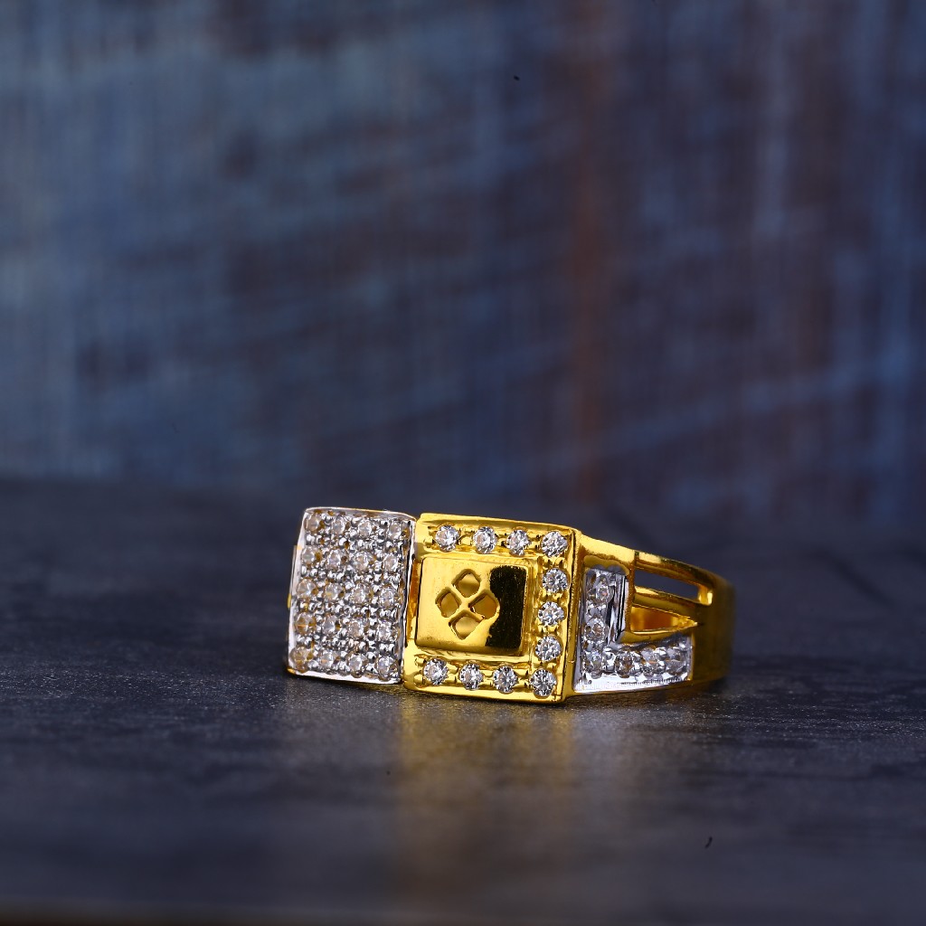 Mens Gold 22K Cz Ring-MR421