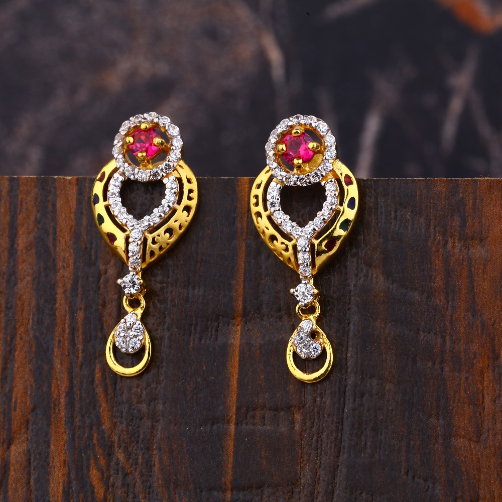 Ladies 22K Gold Earrings -LFE181