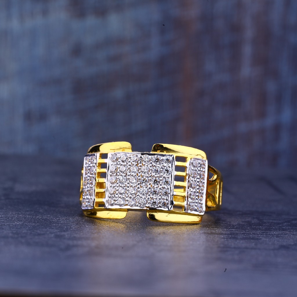 Mens Gold 22K Fancy Cz Ring-MR411