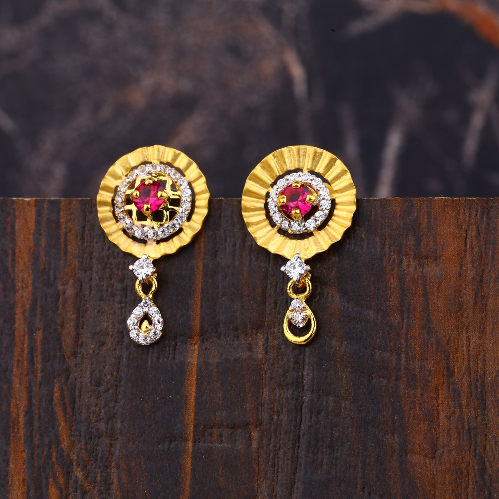 Ladies 916 Gold Fancy Diamond Earrings -LFE157