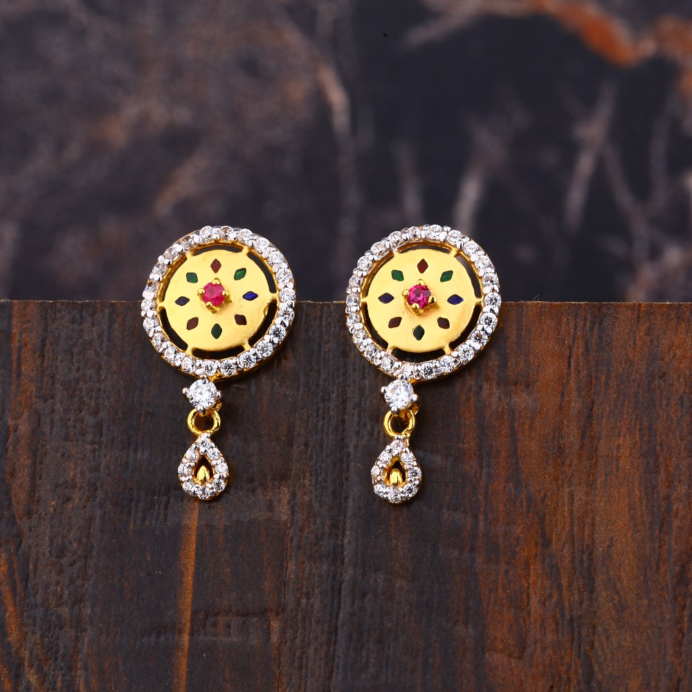 Ladies 22k Gold Fancy Earrings -lfe156