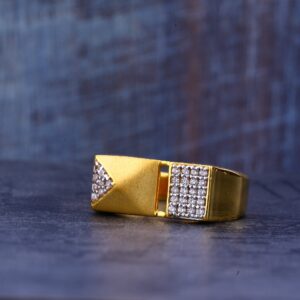 Mens 22K Gold Cz Diamond Ring-MR381