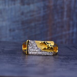 Mens 22K Gold Jaguar Cz Ring-MR377