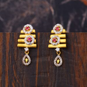 Ladies 22K Gold Fancy Diamond Earrings - LFE154