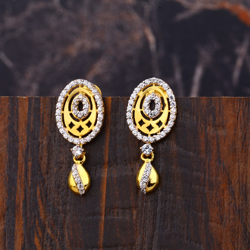 Ladies 22K Gold Fancy Earrings -LFE149