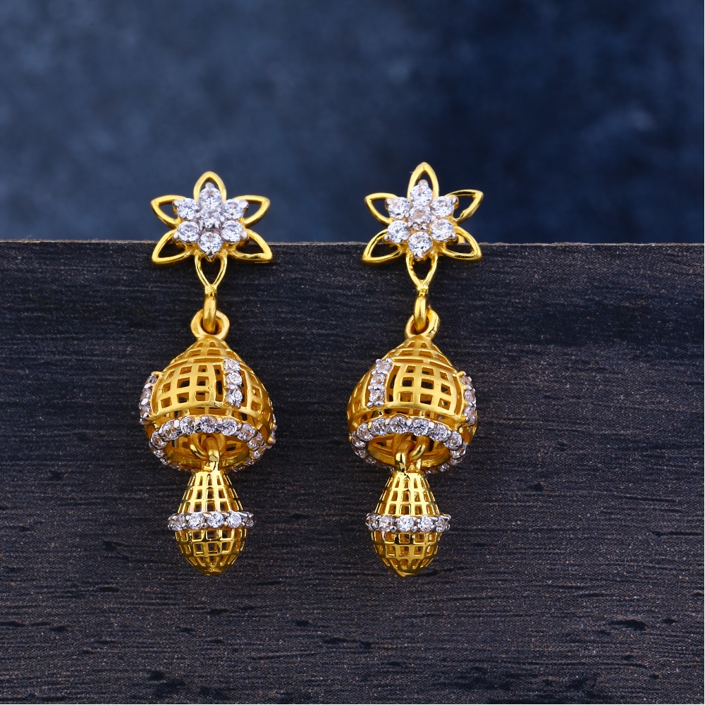 Ladies 22K Gold Jummar Classic Earrings -LJE114
