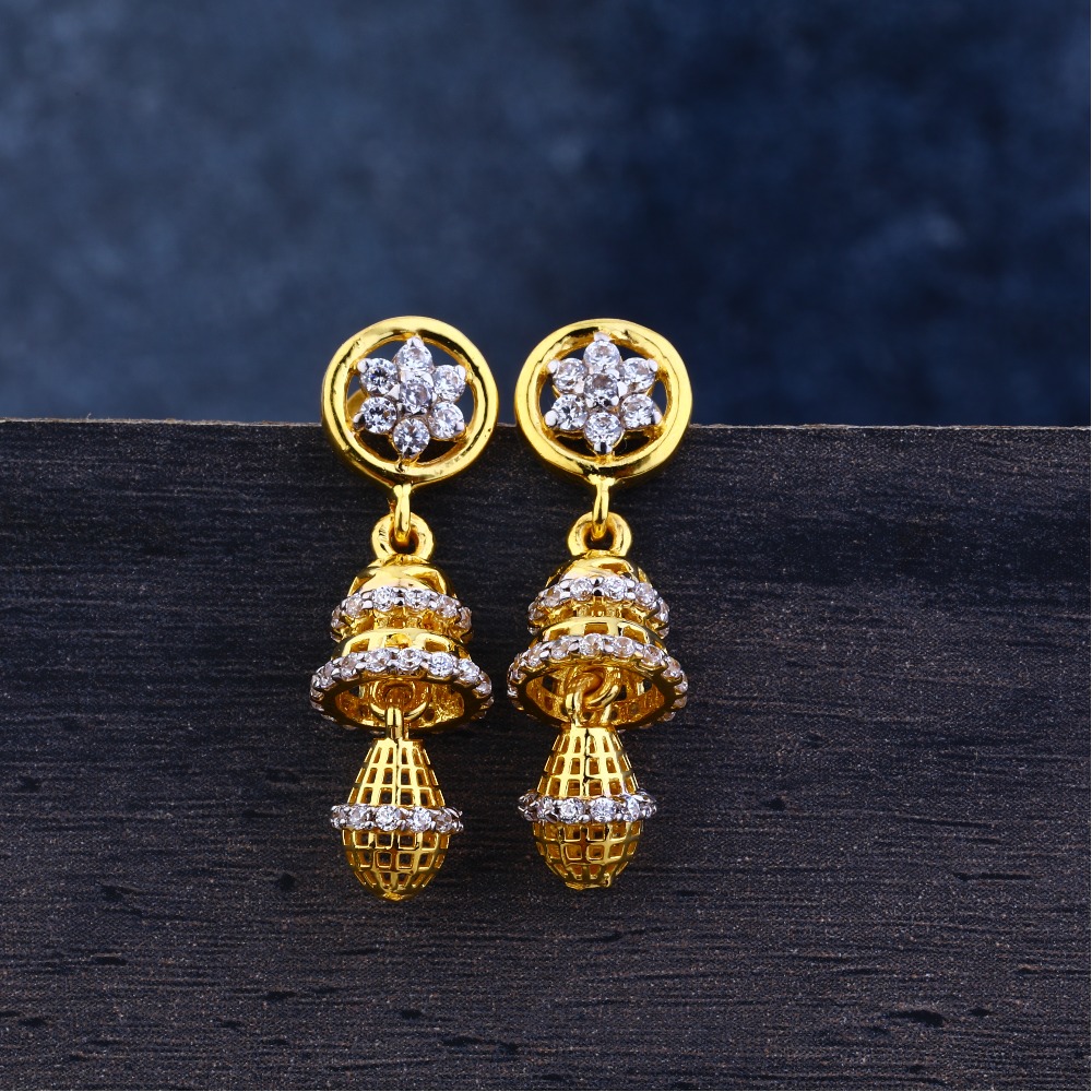 Ladies 22K Gold Modern Jummar Earrings-LJE111