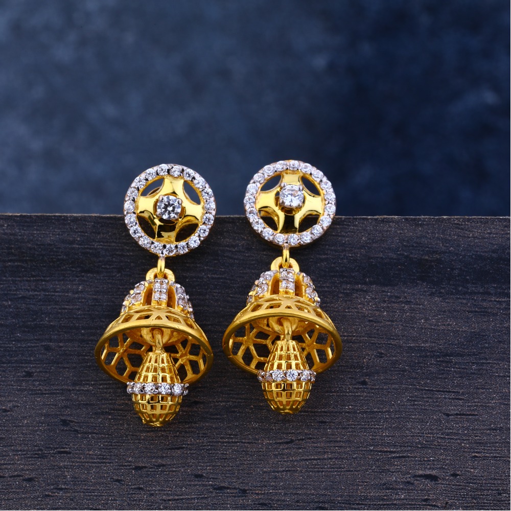 Ladies 916 Gold Casting Jummar Earrings-LJE104