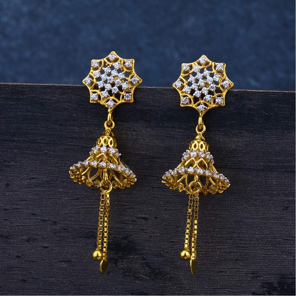 Ladies 22K Gold Latkan Fancy Earrings -LJE98