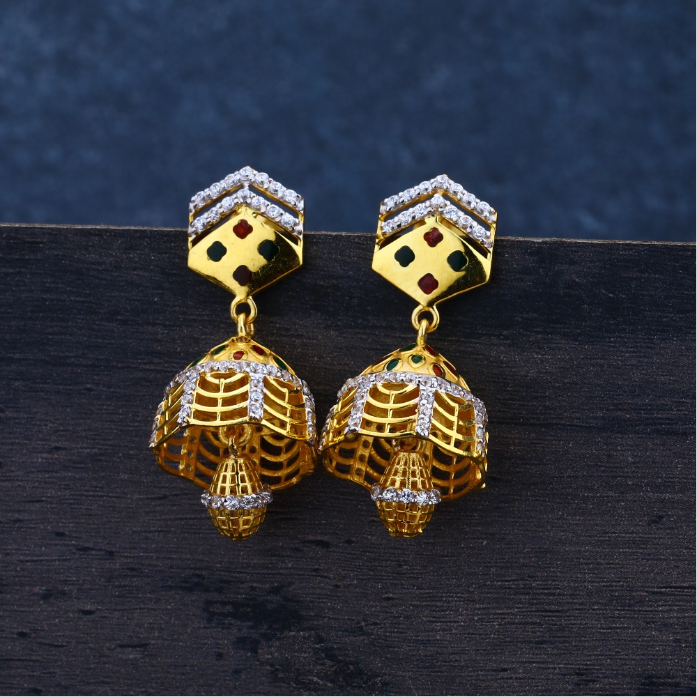 Ladies 916 Gold Jummar Antique Earrings -LJE93