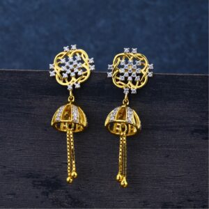 Ladies 22K Gold Jummar Antique Earrings -LJE92