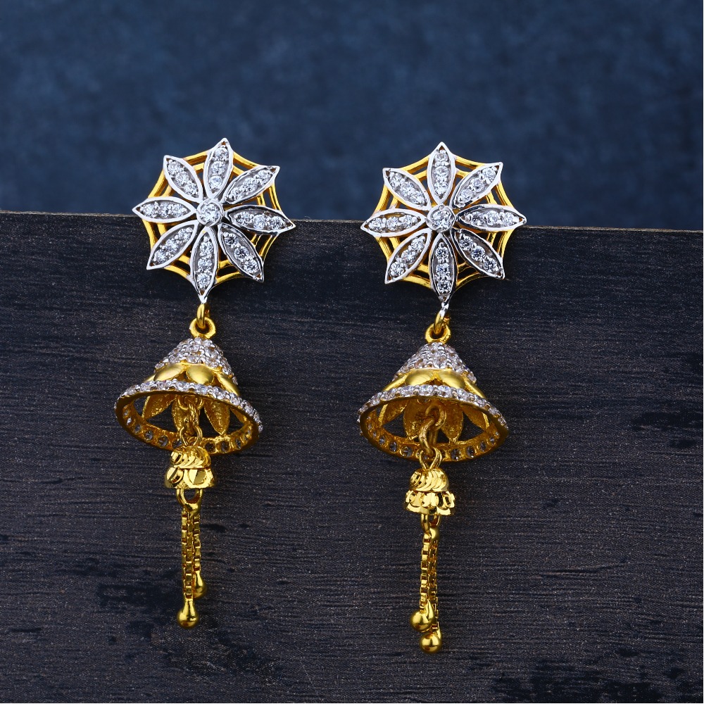 Ladies 916 Gold Jummar Earring Modern-LJE87