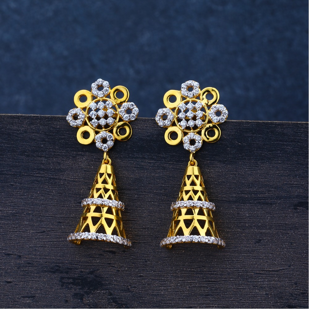 Ladies 916 gold jummar earrings modern-lje74