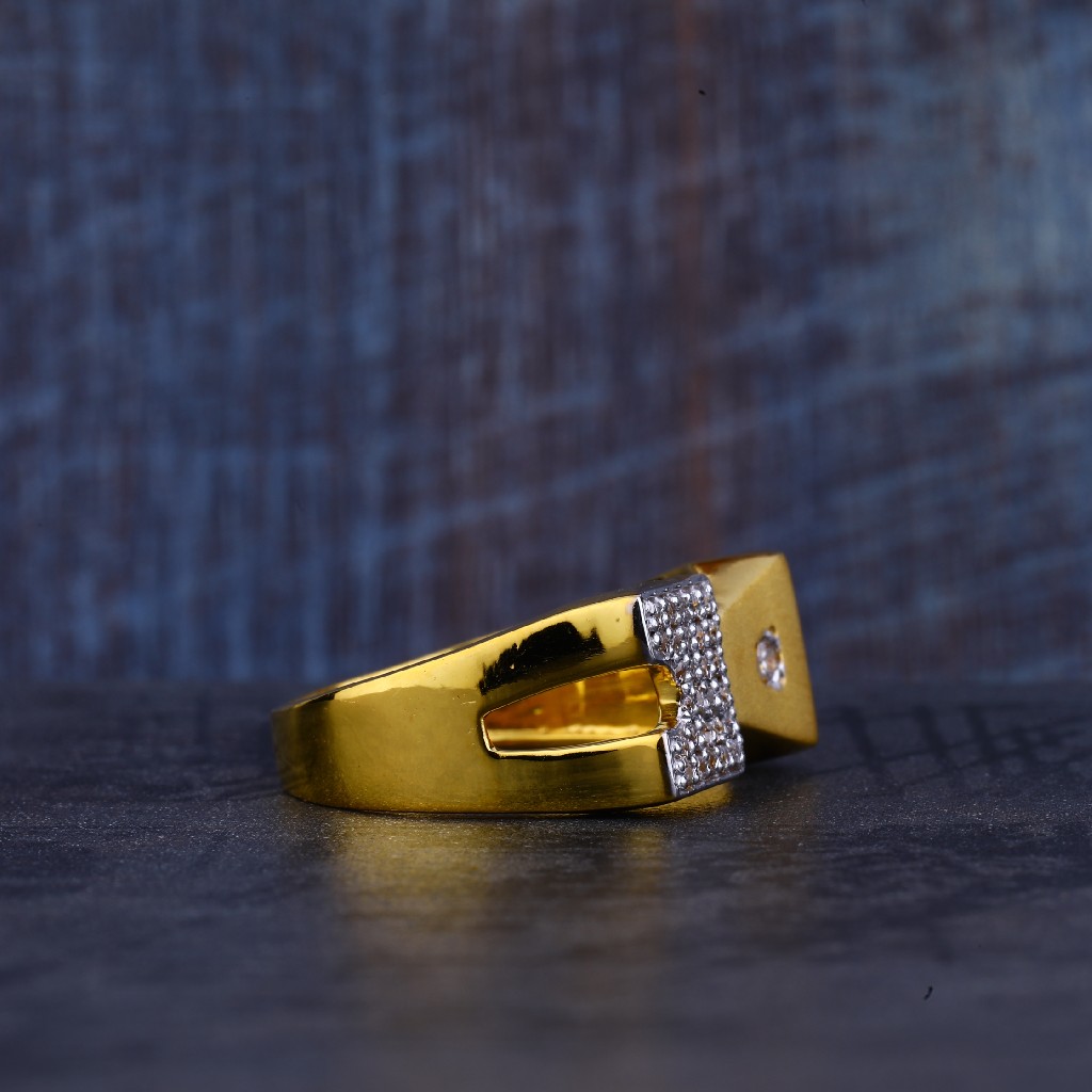 Mens 916 Gold Cz Ring-MR349 - Image 3