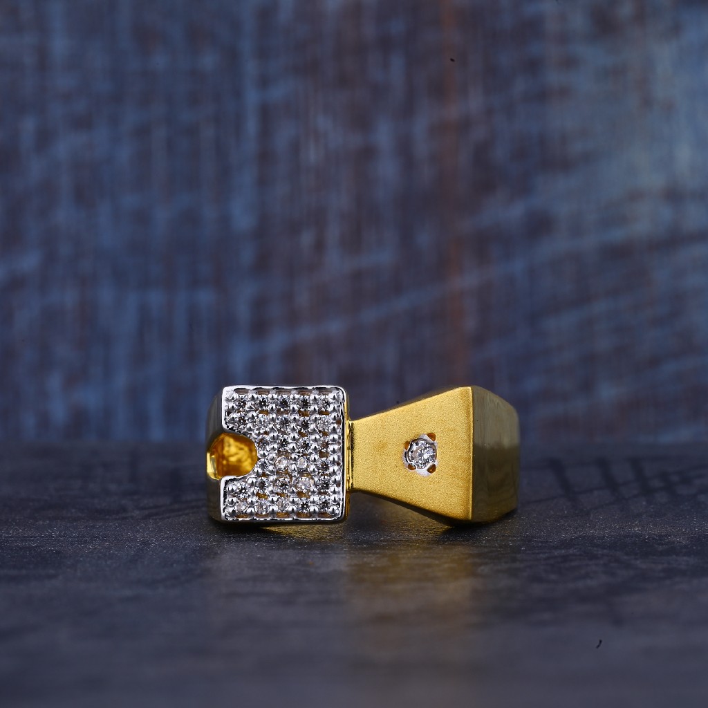 Mens 916 Gold Cz Ring-MR349 - Image 2