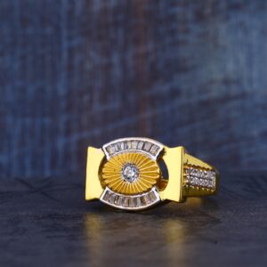 Mens Gold 916 Cz Ring-MR328