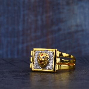 Gold Lion Mens Ring-MR326