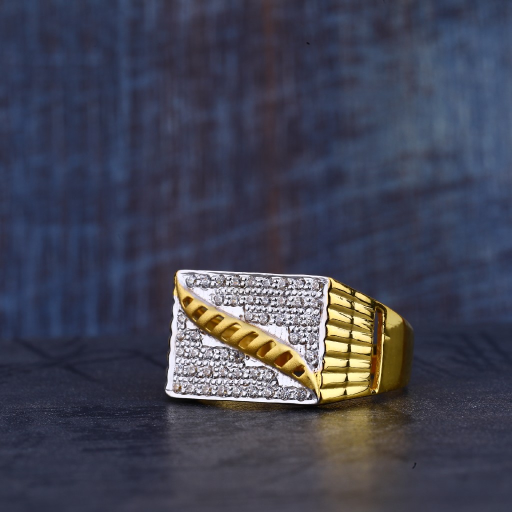 Mens 916 Gold Cz Ring-MR325