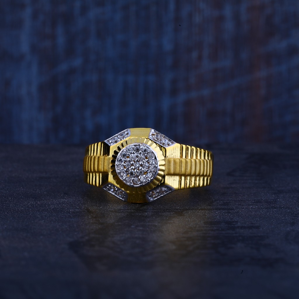 Mens Gold 916 Ring-MR302 - Image 2