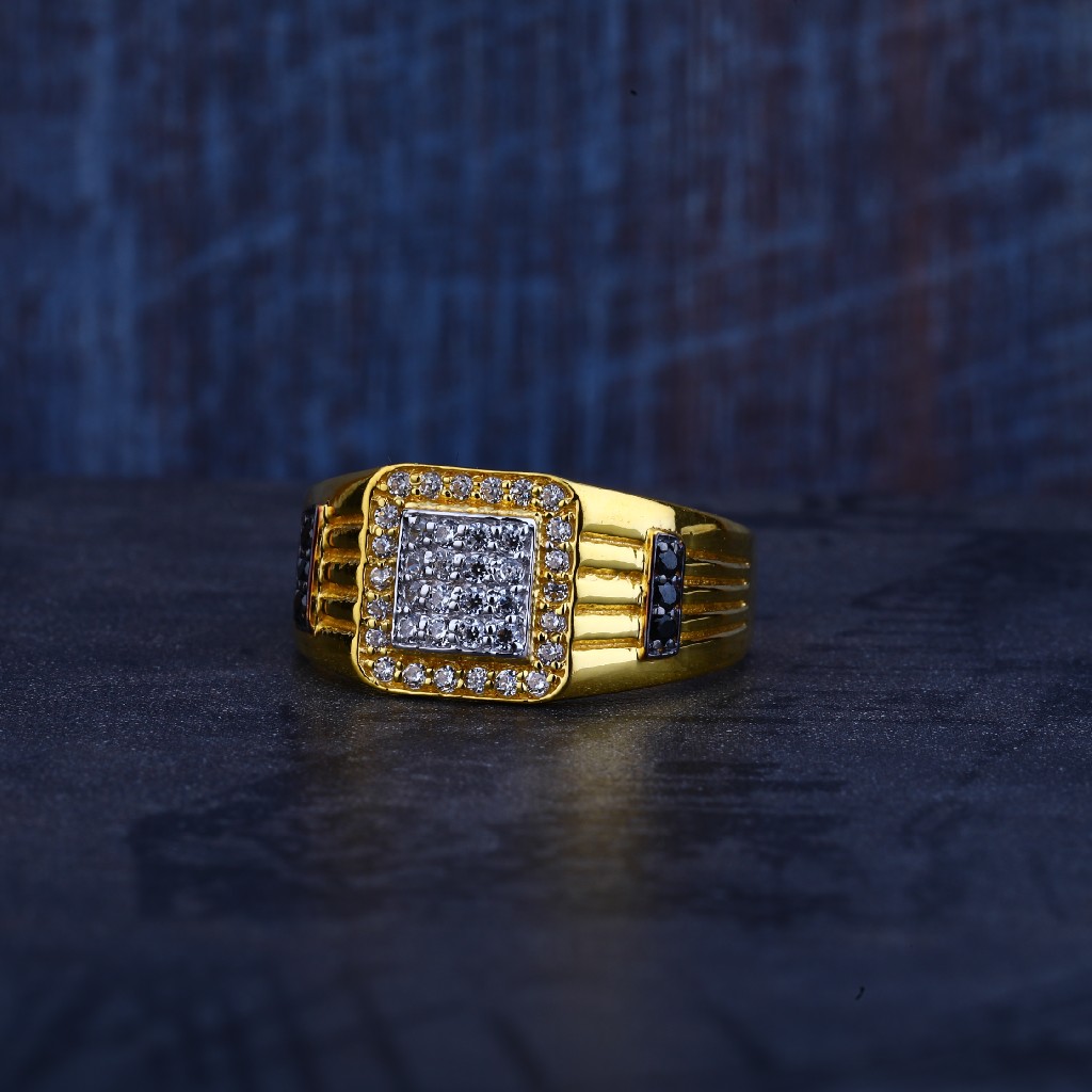 Mens 22K Gold Cz Ring-MR296