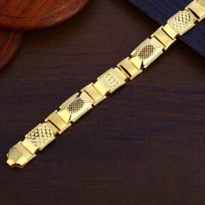 Mens Plain Gold Cz Bracelet-MPB127