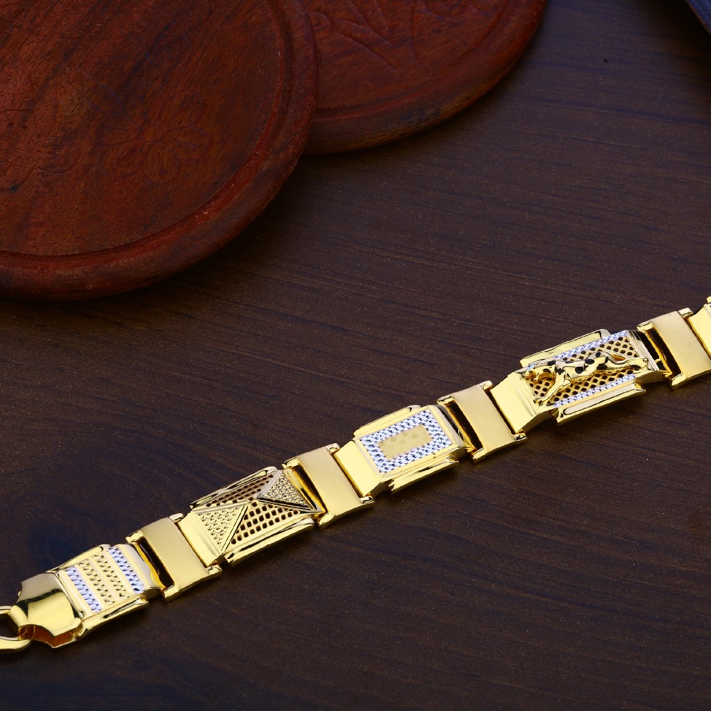 Mens Gold Plain Cz Bracelet-MPB116