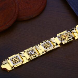Mens Gold 916 Cz Bracelet-MPB112