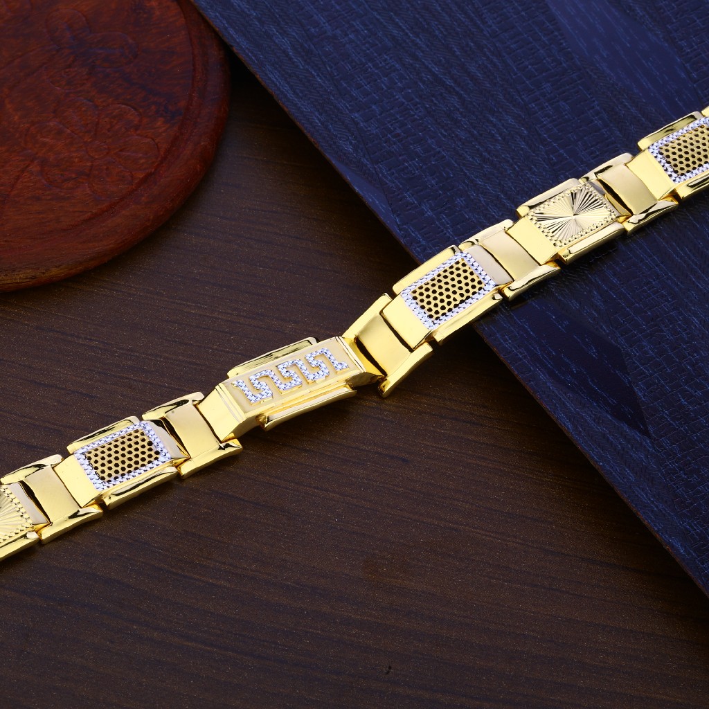 Mens Plain Cz Gold Bracelet-MPB97 - Image 2