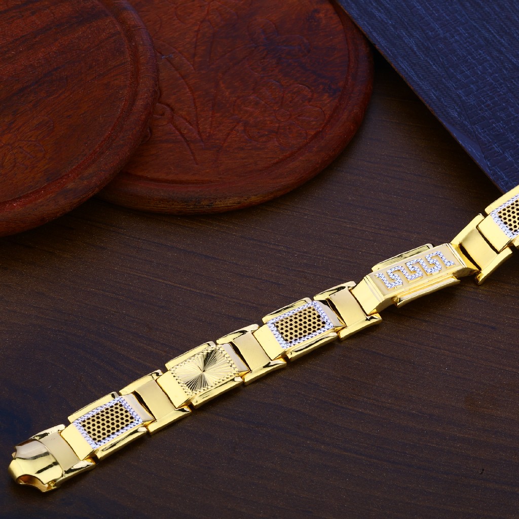Mens Plain Cz Gold Bracelet-MPB97