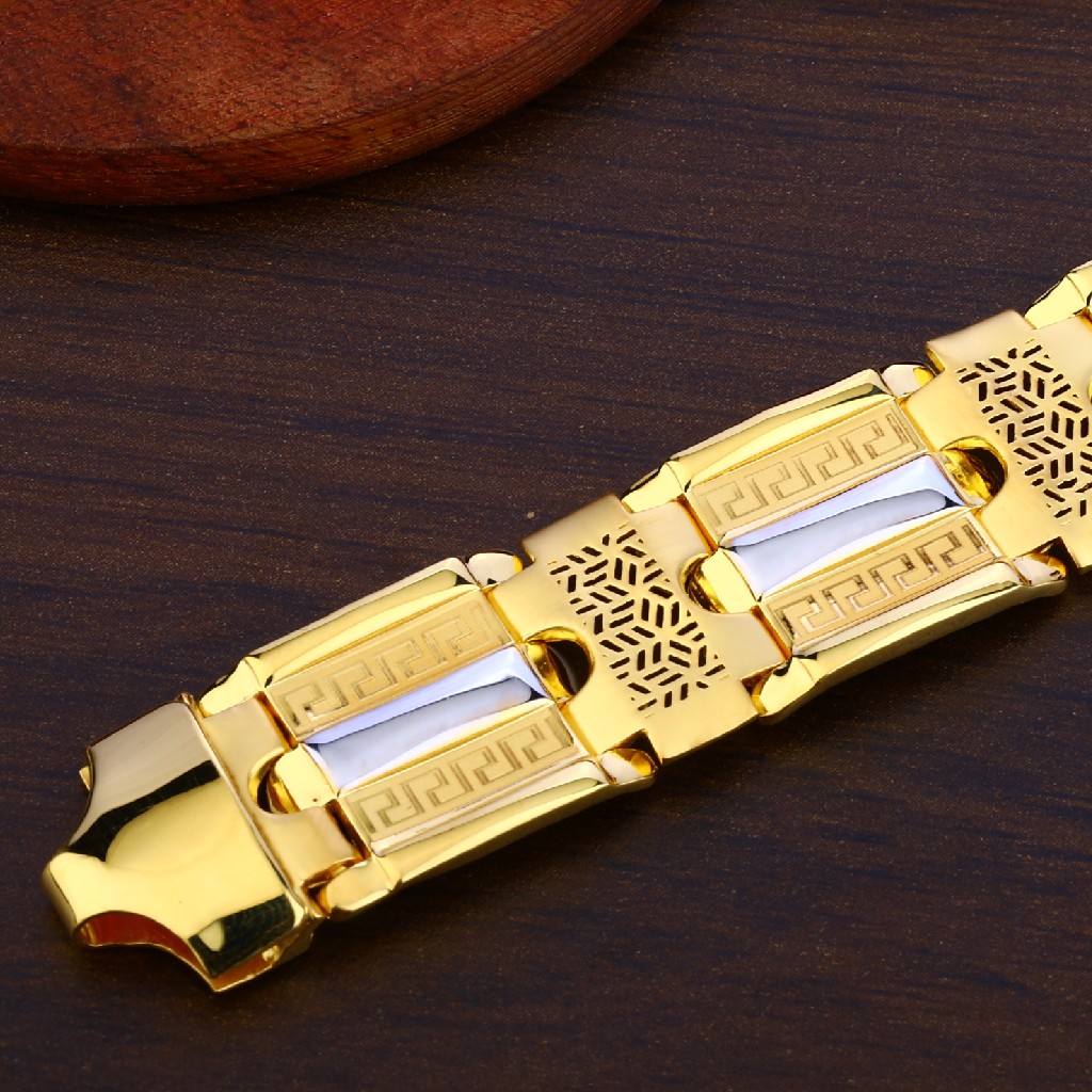 Mens Gold Plain Bracelet-MPB89 - Image 3