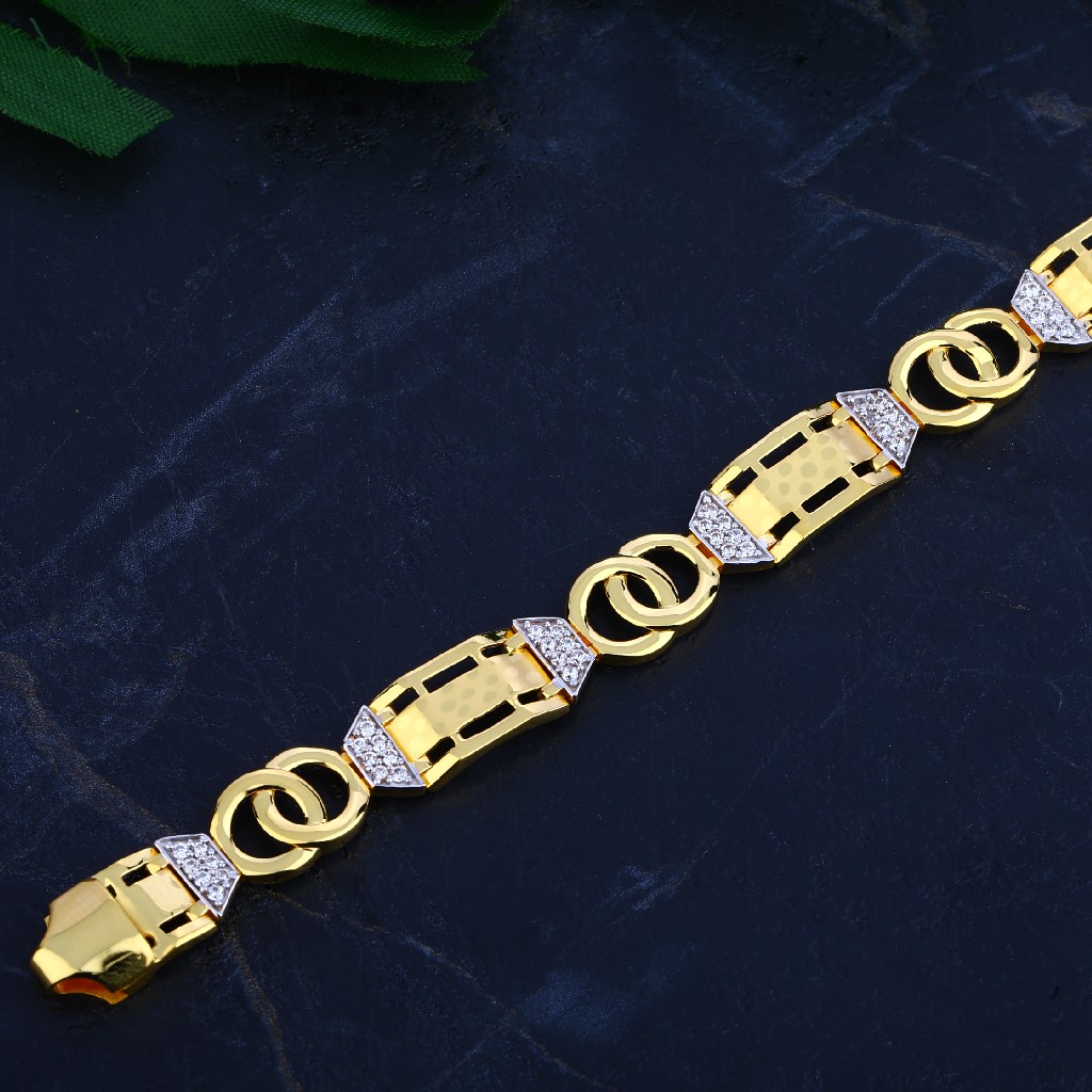 Mens Gold Cz Diamond Bracelet-MCB66