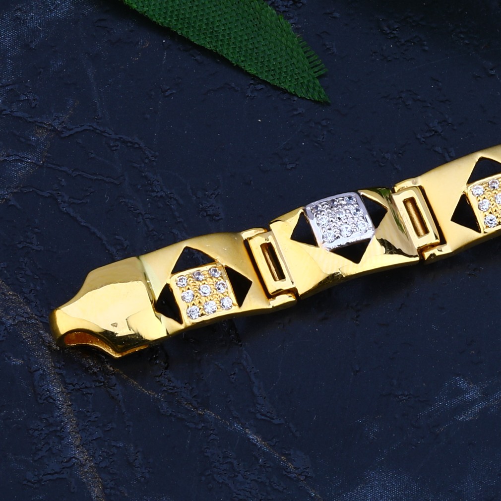 Mens 916 Gold Cz Bracelet-MCB61 - Image 3