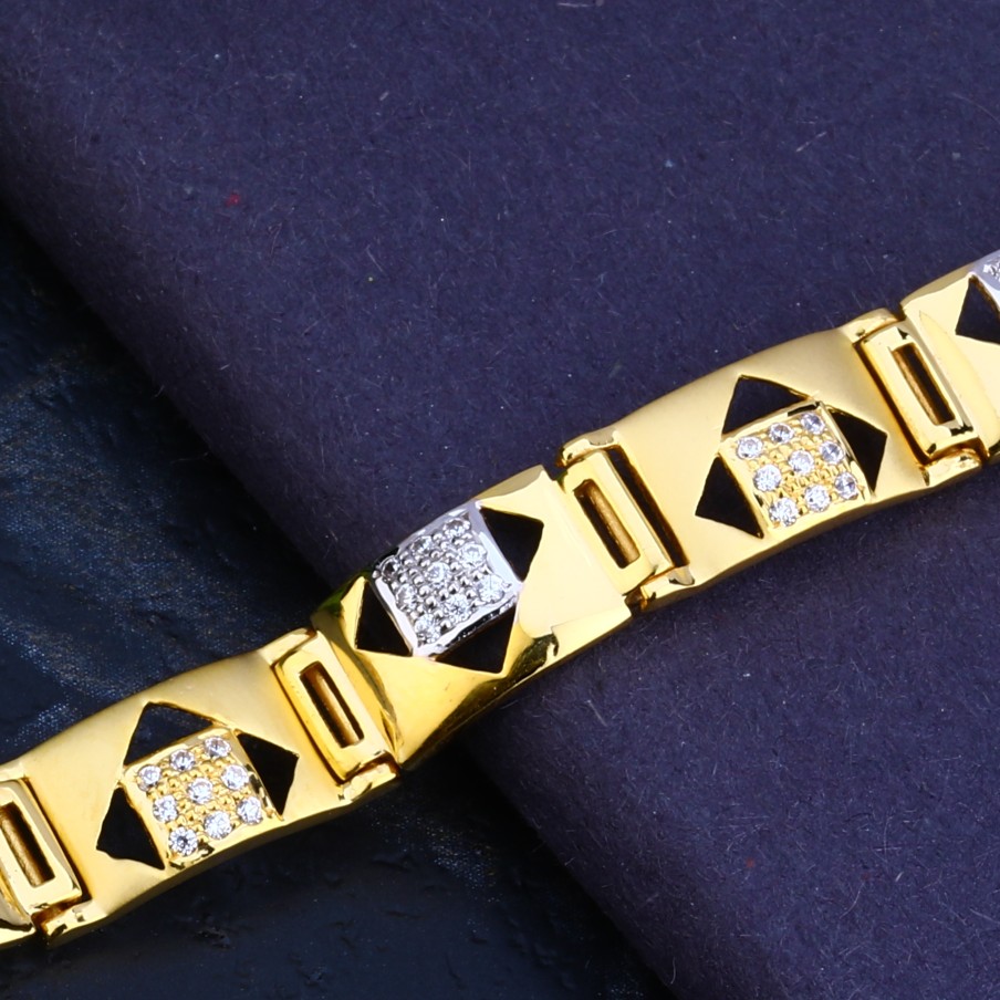 Mens 916 Gold Cz Bracelet-MCB61 - Image 2