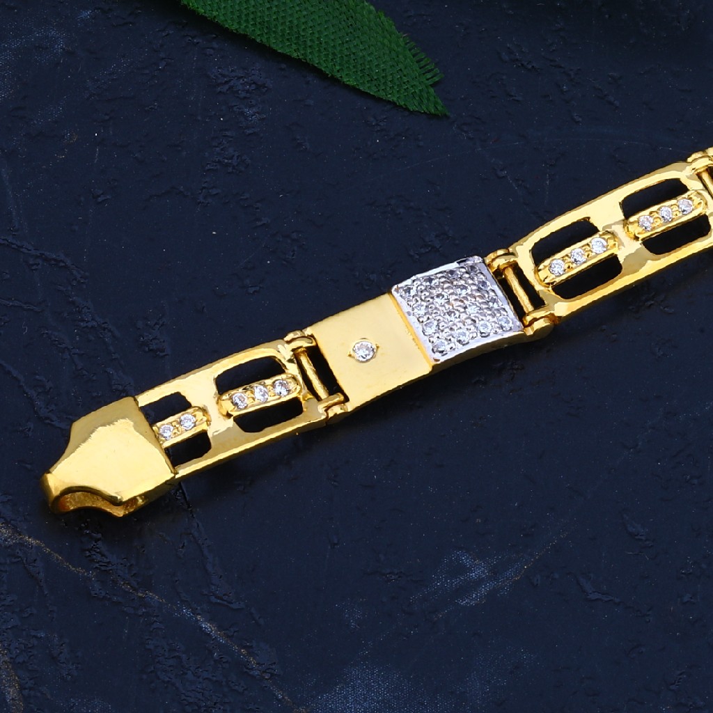 Mens Diamond Gold 916 Bracelet-MCB55 - Image 4
