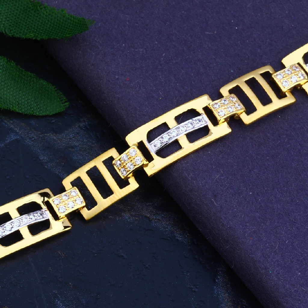 Mens Diamond Gold 916 Bracelet-MCB55 - Image 3
