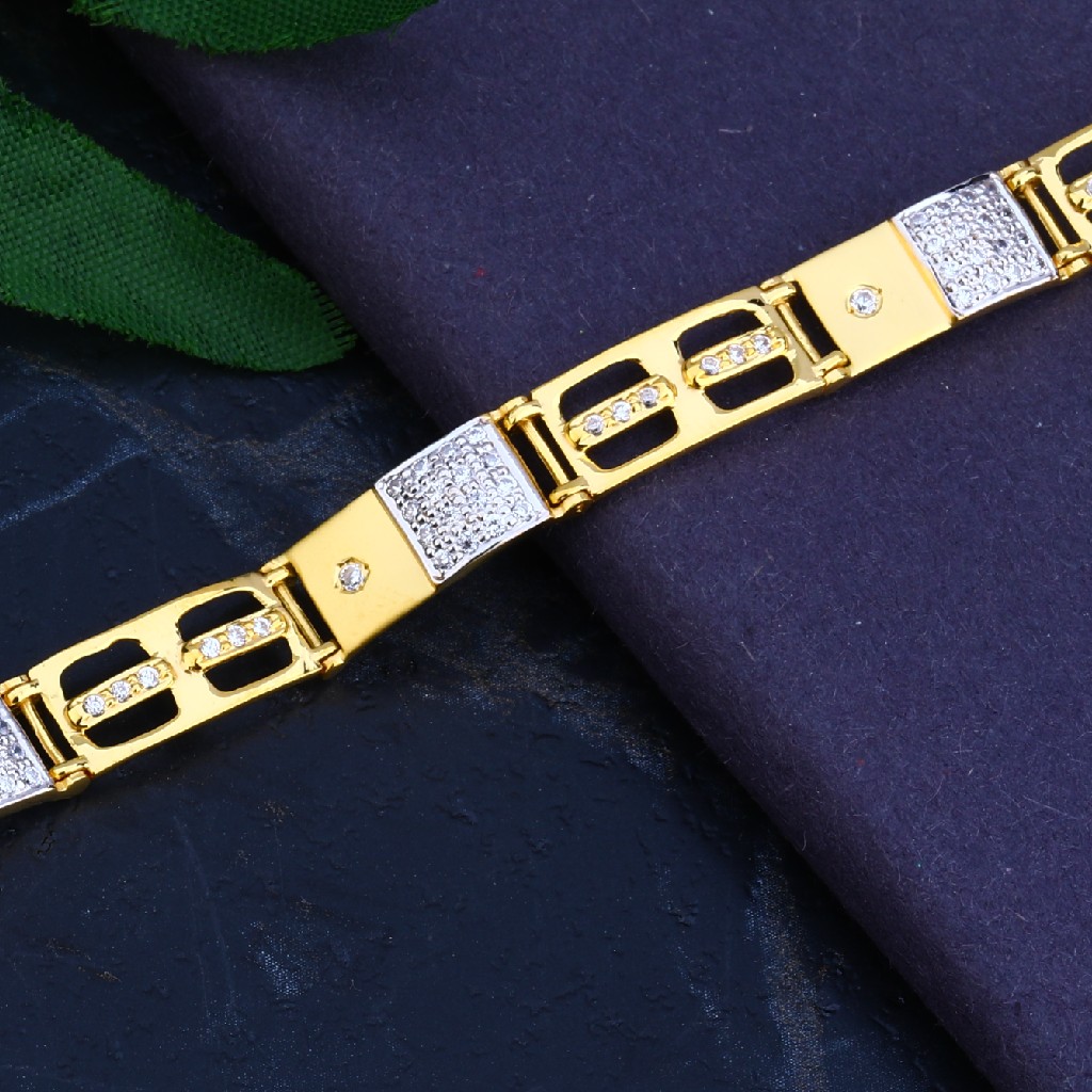 Mens Diamond Gold 916 Bracelet-MCB55 - Image 2