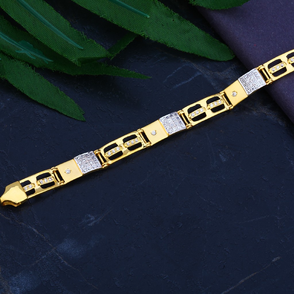 Mens Diamond Gold 916 Bracelet-MCB55