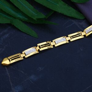 Mens Gold Cz Bracelet-MCB54